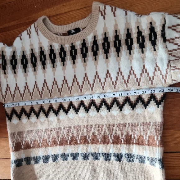 Frye Cream and Brown Geometric Women's Sweater Large - Picture 10 of 11